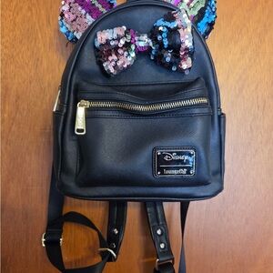 Loungefly Black Sequin Bow Backpack